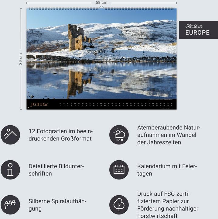 Produktbild Land of Legends Kalender 2026 - Schottlands Burgen und Schlösser (58 x 39 cm, Harter Einband, Deutsch)