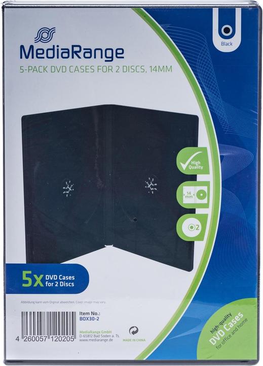 MediaRange DVD Empty Sleeves, Black, Pack of 5 for 2 discs