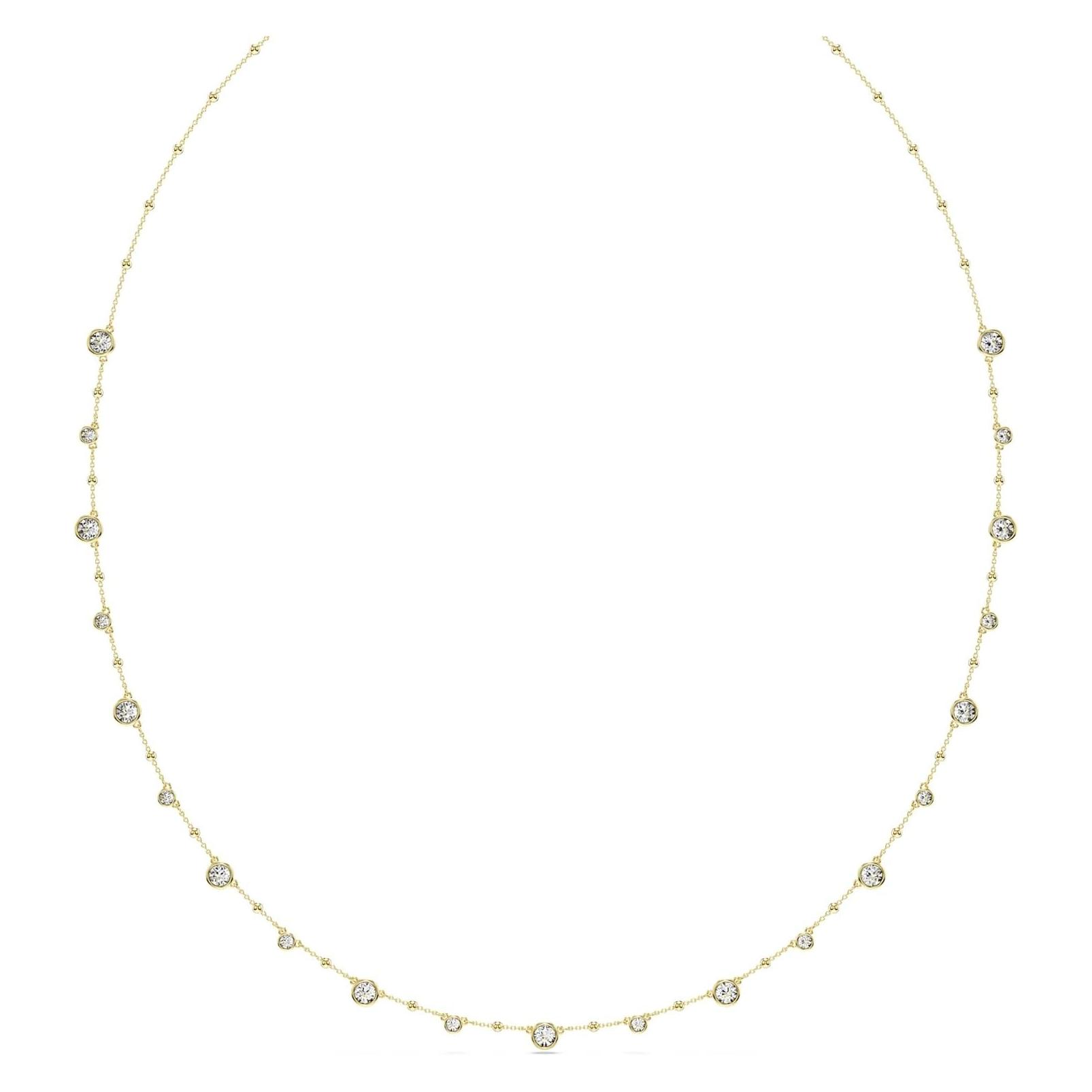 Swarovski, Halsketting, Imber Lange Ketting Rondgeslepen Witgoud, (Swarovski Metaal)