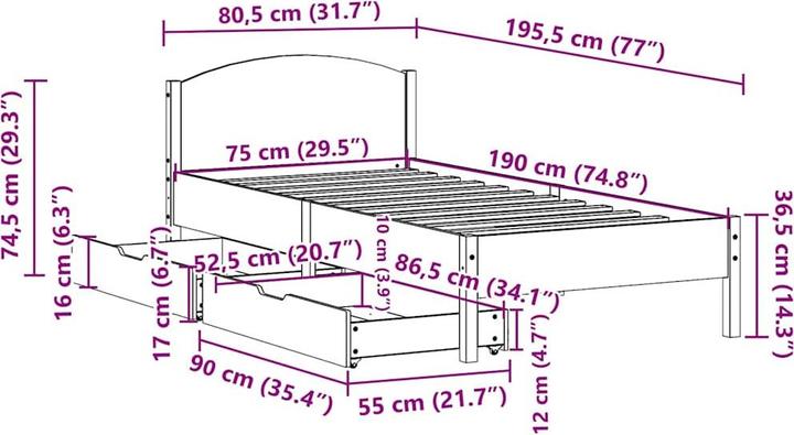 Image du produit vidaXL Bettgestell (120 x 200 cm)