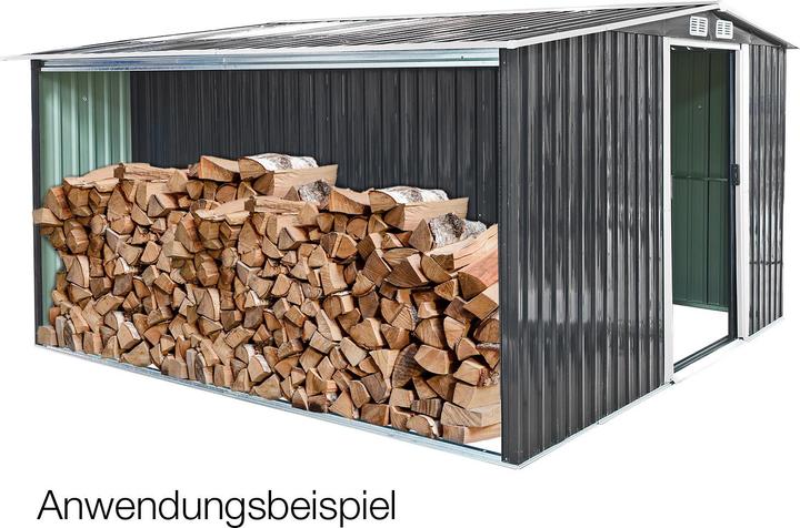 Produktbild Dema Gerätehaus mit Holzunterstand Metall 328x314x159/188cm