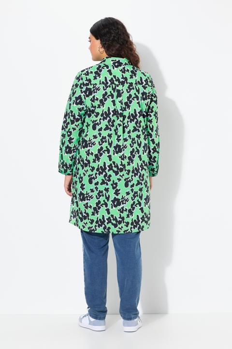 Produktbild Ulla Popken Longbluse, Blüten, A-Linie, Hemdkragen, Langarm (50, 52)