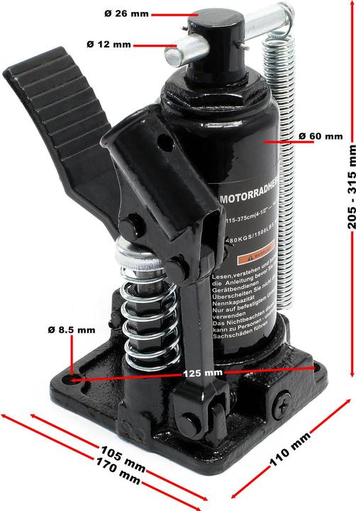 Actual product image Wiltec Spare part Hydraulic cylinder for Hydraulic Motorcycle Lift ATV Workbench