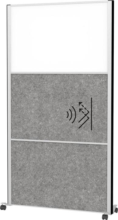 Actual product image Maul Acoustic partition MAULconnecto 9603195 dark grey, white 100.0 x 182.0 cm with castors (100 x 182 cm)