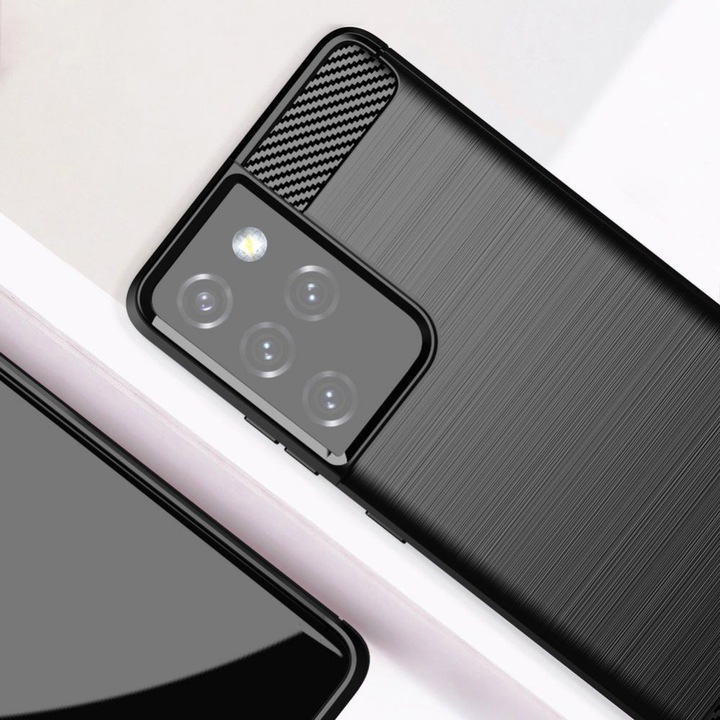 Produktbild Hurtel Carbon Case Flexible Cover TPU Case for Samsung Galaxy S21 Ultra 5G black (Samsung Galaxy S21 Ultra 5G)