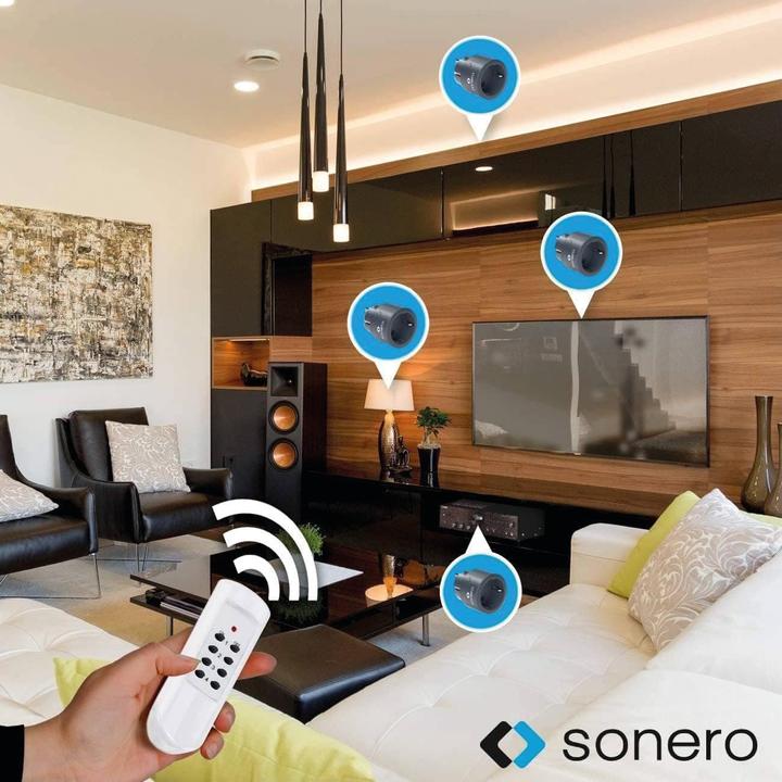 Produktbild Sonero Funksteckdosen Set, 1 Sender, 4 Empfänger, anthrazit (4 x)