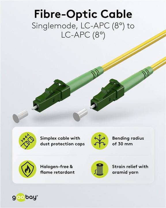 Image du produit Goobay Câble à fibre optique FTTH, monomode OS2 jaune, jaune simplex, 20 m (S/UTP, CAT6, 20 m)