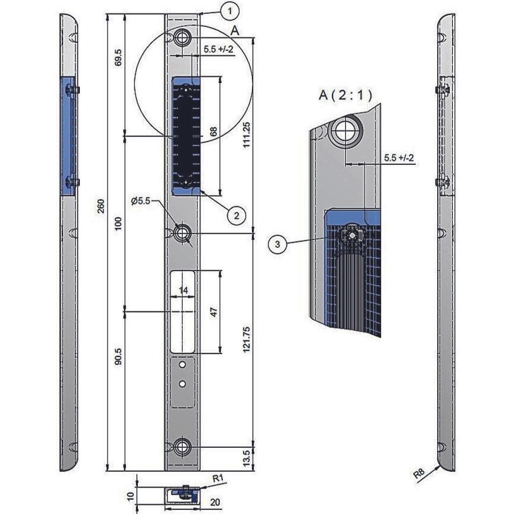 MSL, Türgriff + Fenstergriff, Profil-Einfrässchliessblech-Set ProfiFlex BV-24421 (Schliessblech)