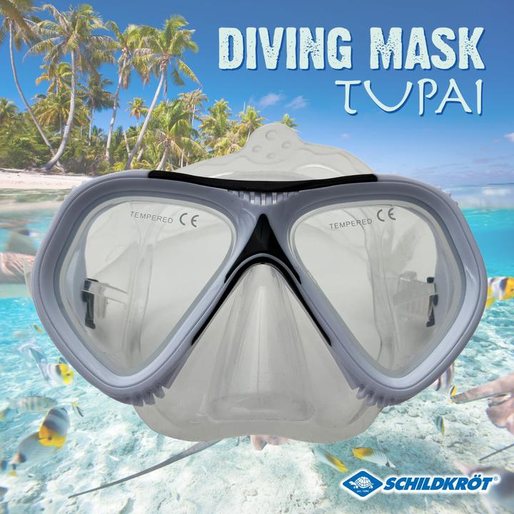 Produktbild Schildkröt Erwachsenen-Tauchmaske Tupai, schwarz/grau Zweiglas-Maske mit spezieller, offener Rahmenkonstrukt