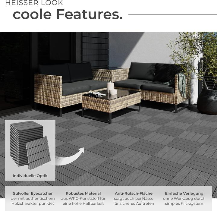 Immagine prodotto tectake Set Terrassenfliesen (22 x, 31 x 31 cm)