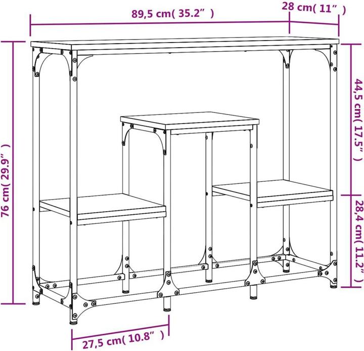 Produktbild vidaXL Konsolentisch (89.50 x 28 x 76 cm)