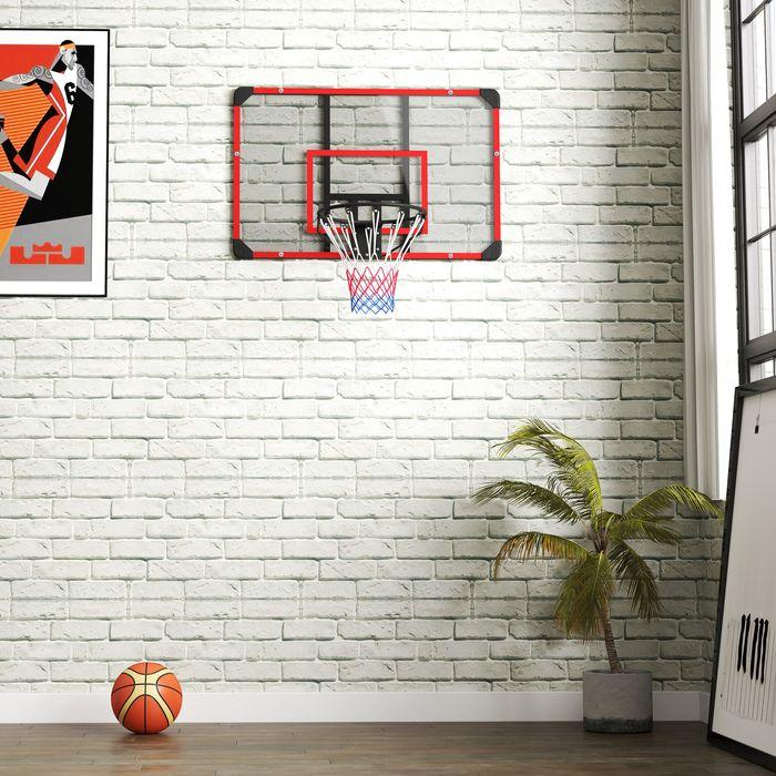 Actual product image Swisshandel24 Basketballkorb, Basketballbrett mit Korb, Wandmontage, für Outdoor, Stahl, rot