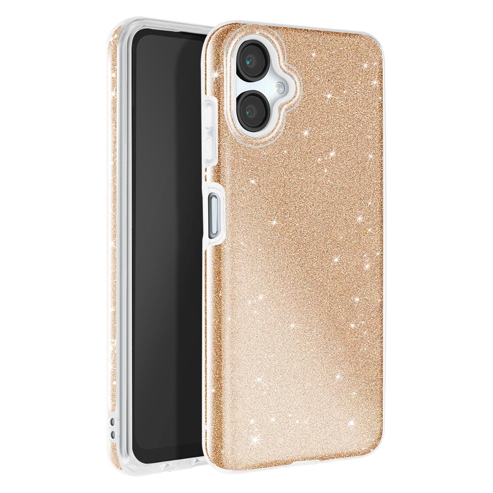 Avizar Glitzer-Silikon (Samsung Galaxy A06), Smartphone Hülle, Gold