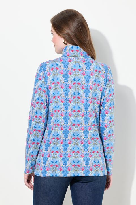 Produktbild Ulla Popken Shirtrolli, floraler Druck, Rollkragen, Langarm (50, 52)