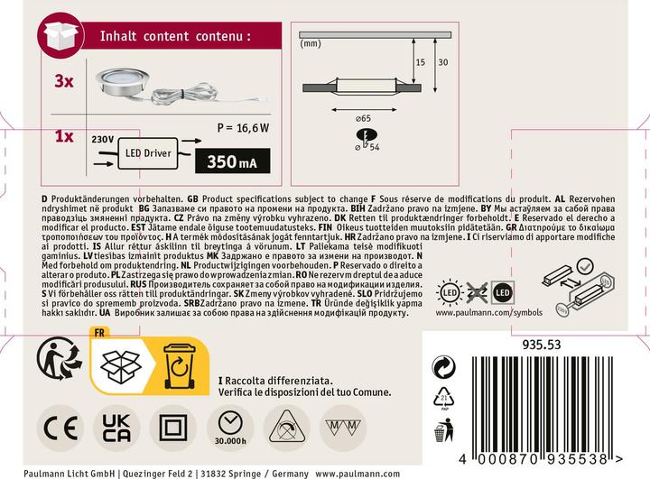 Immagine prodotto Paulmann Apparecchi da incasso a LED Micro Line (305 lm)
