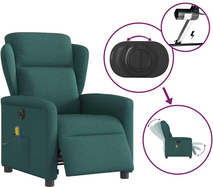 Immagine prodotto vidaXL Sedia da massaggio elettrica in tessuto verde scuro