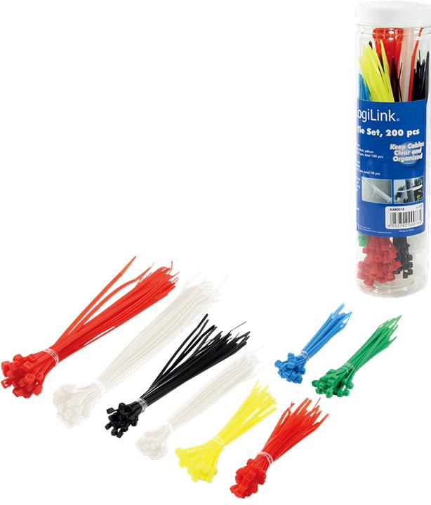 Image du produit LogiLink Set de colliers de serrage, 200 pièces (Serre-câbles en plastique, 2.50 mm, 200 pcs)
