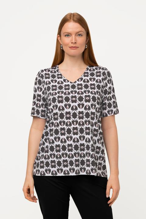 Immagine prodotto Ulla Popken Maglia classica di tessuto fluente con decorazioni, scollo a V e mezze maniche (46, 48)