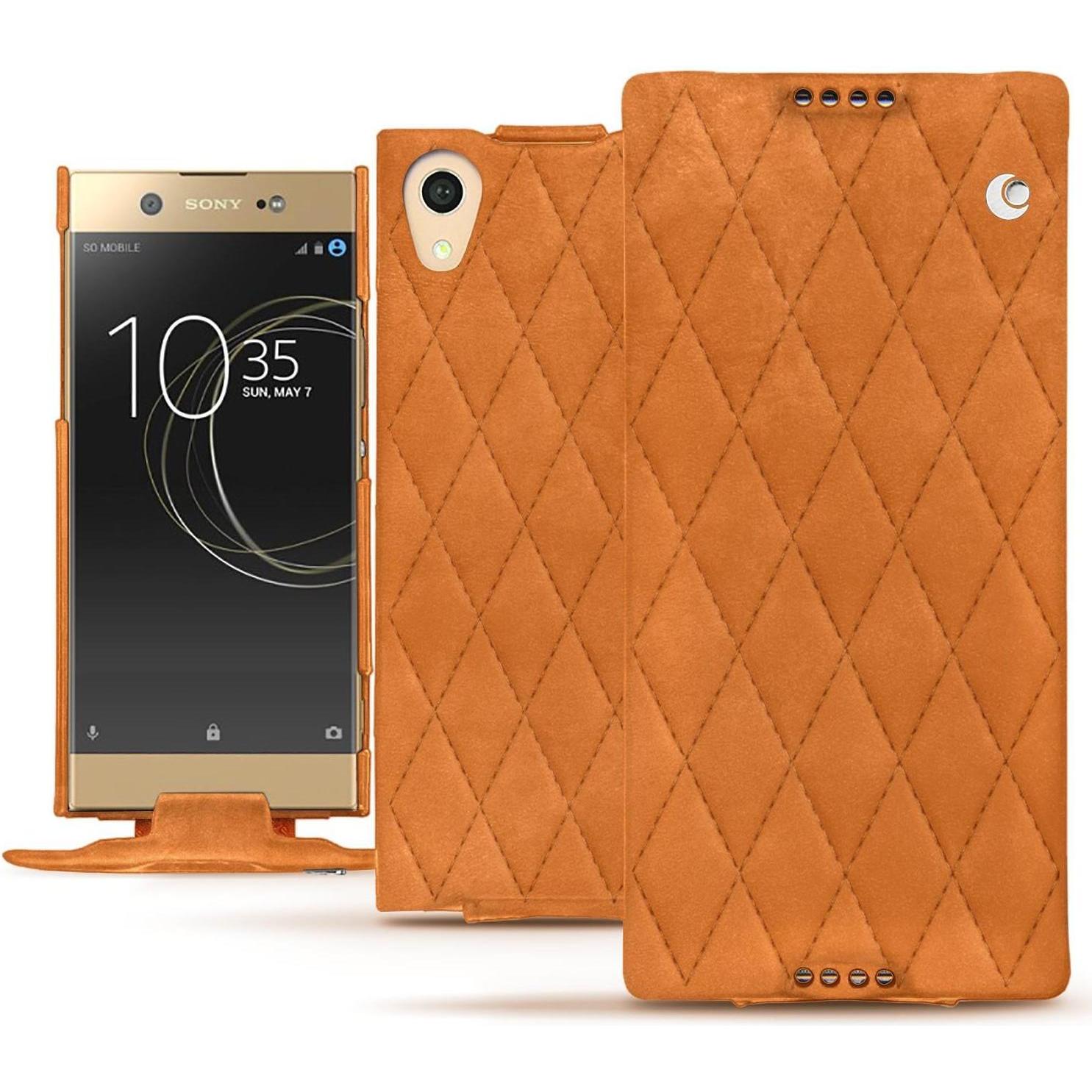 Noreve Lederschutzhülle vertikal (Sony Xperia XA1 Ultra), Smartphone Hülle, Orange