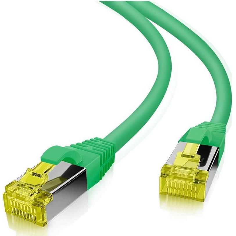 Thumbnail - Helos GRS zertifiziertes Cat 6a Patchkabel mit Cat 7 Rohkabel TPE grün 15,0m (S/FTP, CAT7, 15 m), Netzwerkkabel