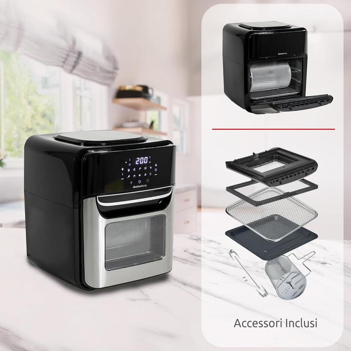 Produktbild Melchioni 118340034 fryer Single 12 L Independent 1700 W Heissluftfritteuse Schwarz, Sta