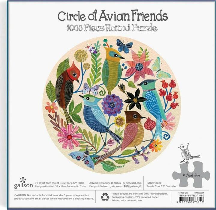 Produktbild Abrams & Chronicle Circle of Avian Friends 1000 Piece Round Puzzle (Englisch, Geninne D. Zlatkis, 2022)