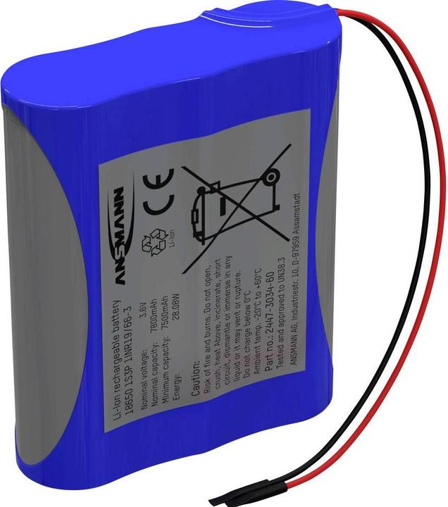 Ansmann 1S3P Akkupack 3x 18650 Kabel Li-Ion 3.6V 7800mAh Akkupack 3x Li-Ion 3. (1 Stk., Gerätespezifisch, 7800 mAh)