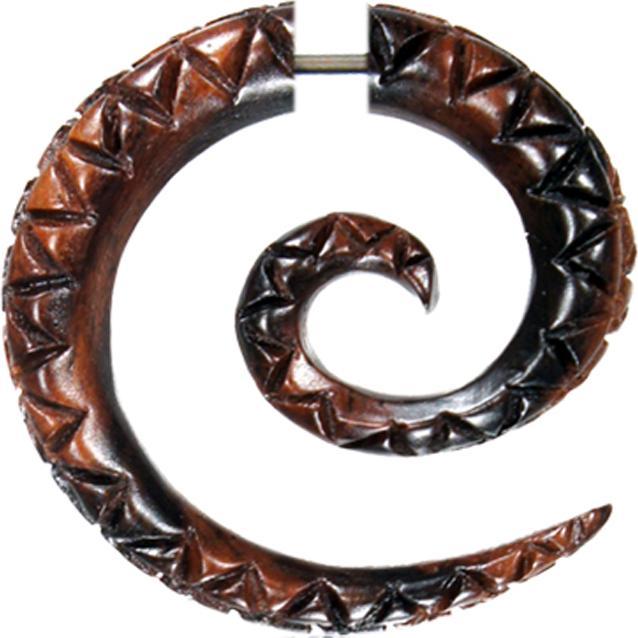 Produktbild Star Piercing Fake Spirale geschnitzt zickzack aus Narra Holz (ohne Messing, Organisch)
