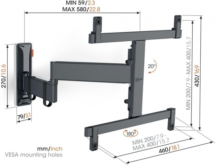 Actual product image Vogels TVM 3465 (Wall, 65", 25 kg)