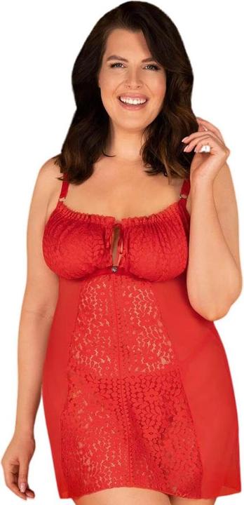 Produktbild Obsessive Babydoll mit Spitze und Rückenschnürung plus String (6XL, 7XL)