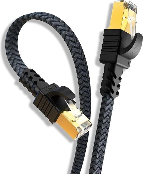 Actual product image Hermex Network cable Flat cable Ethernet LAN cable RJ45 Cat. 7 (U/UTP, CAT7, 8 m)
