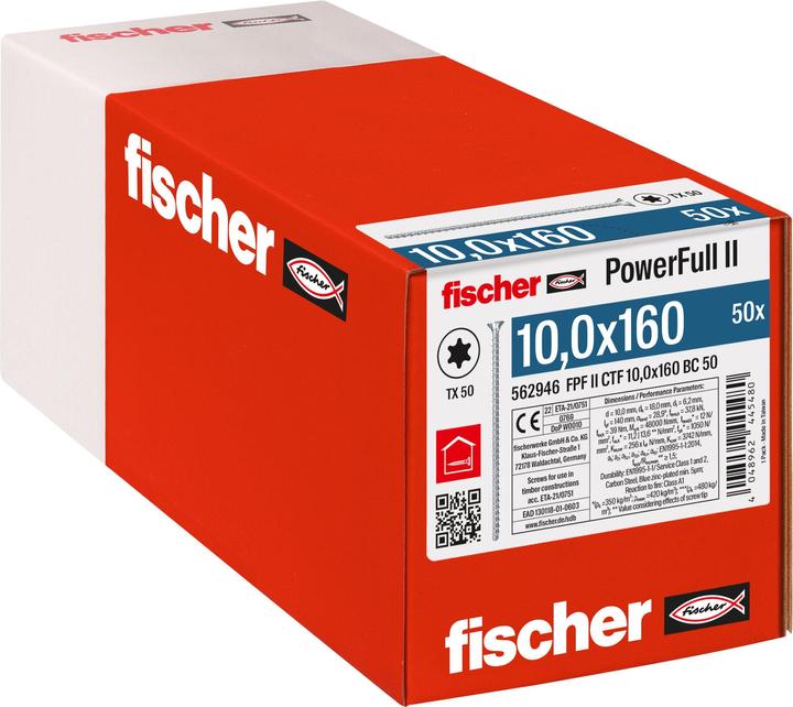 Produktbild Fischer PowerFull II 10,0x160 SK TX VG blvz 50 (50 Schrauben pro Stück)