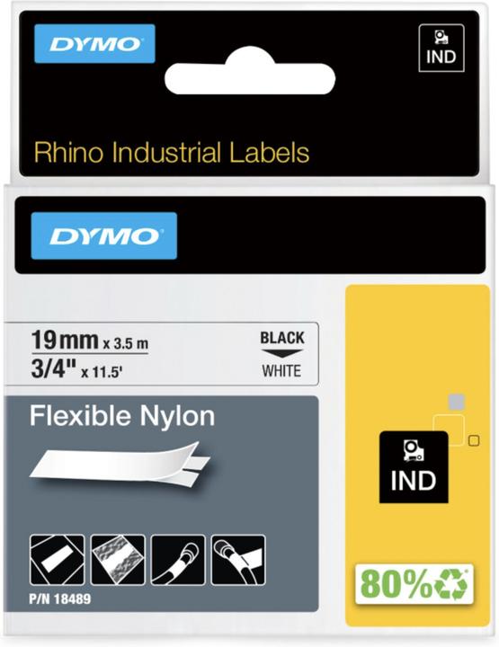 Energie-Label Dymo Rhino Nylonband 18759, weiss (1.90 cm, Weiss)