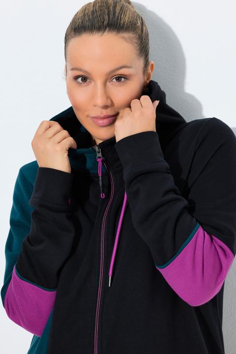 Produktbild Ulla Popken Sweatjacke, Colorblocking, Kapuze, Kängurutasche (42, 44)