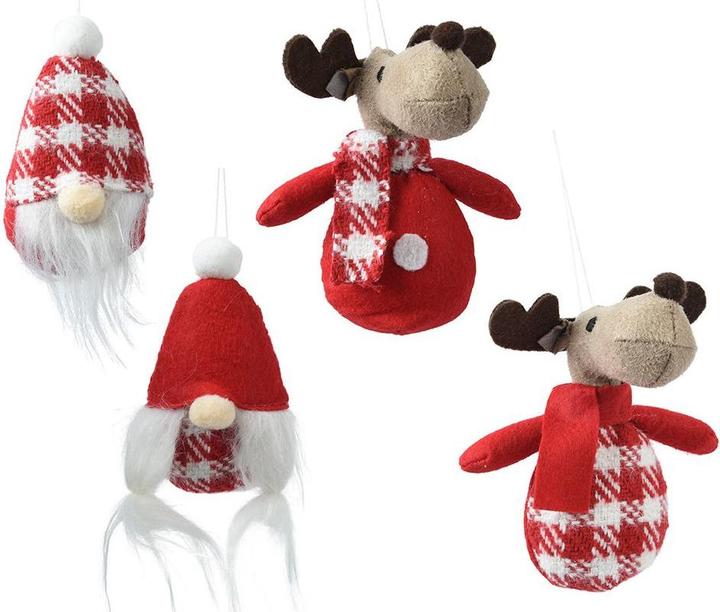 Decoris Hanging christmas decorations 14cm, 4 models. (4x)