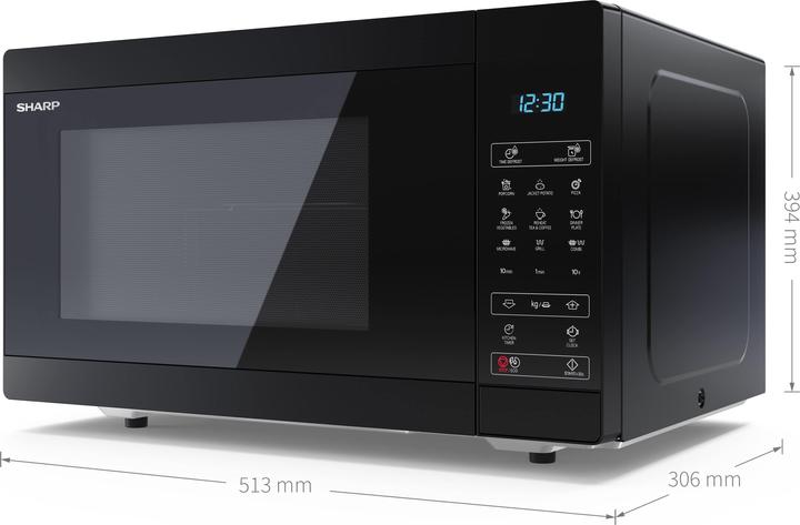 Produktbild Sharp YC-MG81E-B Mikrowellenherd Flache Oberfläche Mikrowelle mit Grill 28 L 900 W Schwarz (28 l)