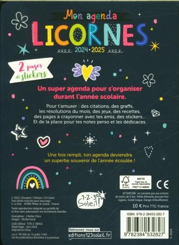 Image du produit 123 Soleil Mon agenda licorne : agenda scolaire 2024-2025