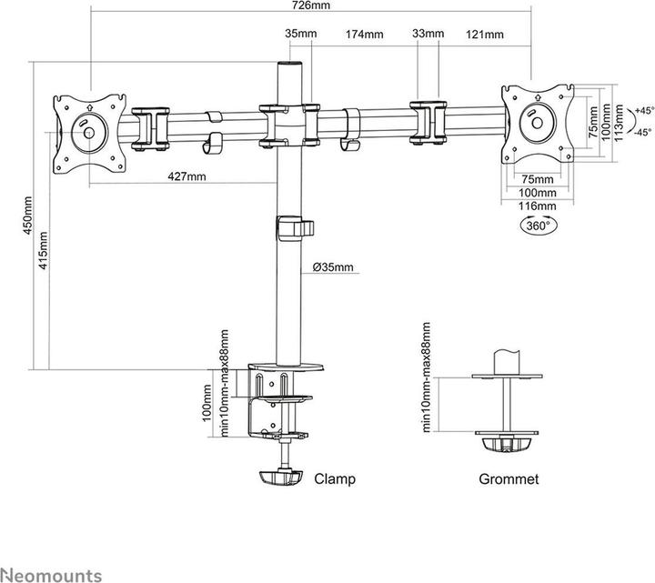 Image du produit Neomounts NM-D135DBLACK (Tables, 27", 8 kg)