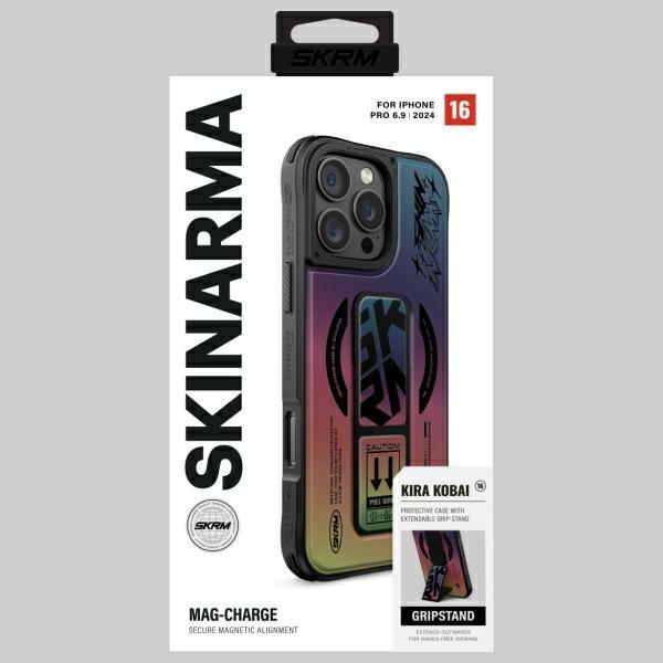 Actual product image Skinarma case Kira Kobai iPhone 16 Pro Max 6.9" Magnetic Charging Grip Stand hologram (Apple iPhone 16 Pro Max)
