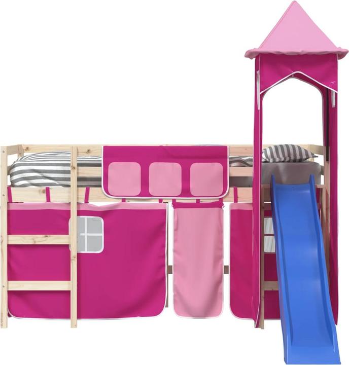 Actual product image vidaXL Curtains for loft bed with tower white and black