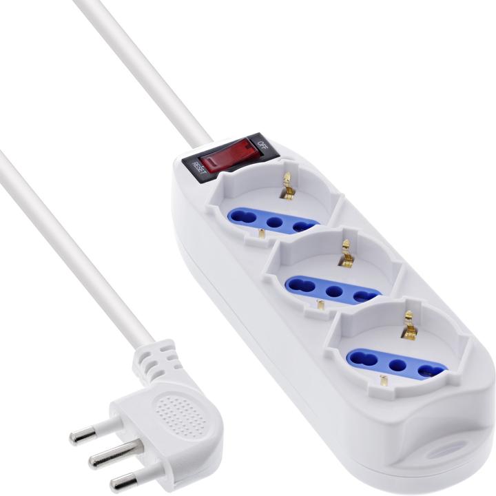 Immagine prodotto InLine Striscia di prese ITALIA, a 3 vie, con interruttore, 1,5 m, bianco (3x, CEE 7/3, 1.50 m)