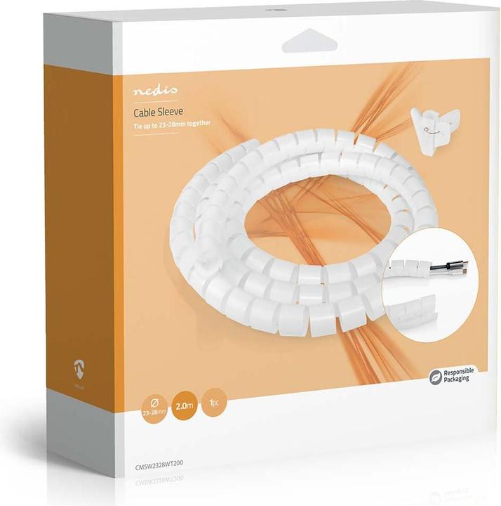 Produktbild Nedis Kabelmanagement Hülse 2.00 m 1 Stück max. Kabeldicke: 28 mm PE Weiss (200 cm)