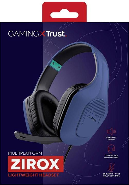 Actual product image Trust GXT415B ZIROX HEADSET - BLUE (Cable)