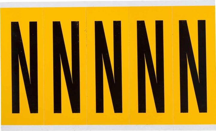 Actual product image Brady B-946, 1560-N, vinyl, labelling: N, black on yellow, 44 x 127mm, font height 98mm(25 K. (4.45 cm)