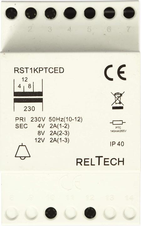 Produktbild Reltech Sicherheitstransformator RST1PTCED, 4-8-12V/2A