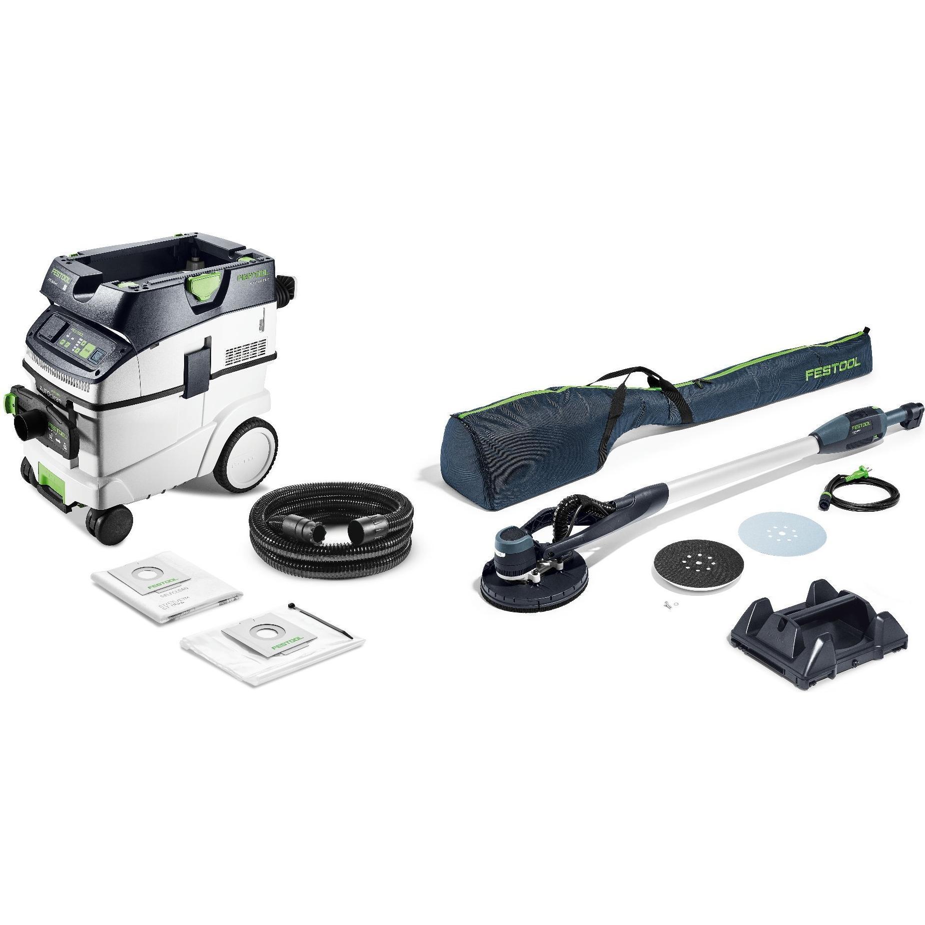 Festool, Rettificatrice + lucidatrice, Set di levigatrici e ventose a collo lungo LHS-E 225/CTL 36 (Levigatrici a parete e a soffitto, 400 W)
