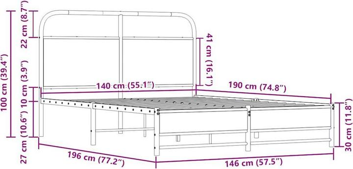 Produktbild vidaXL Bettgestell (140 x 190 cm)