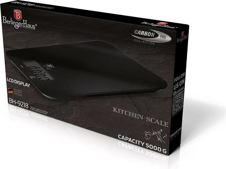 Produktbild BerlingerHaus Digitale Küchenwaage max. 5 kg Metallic Line Carbon Pro Edition