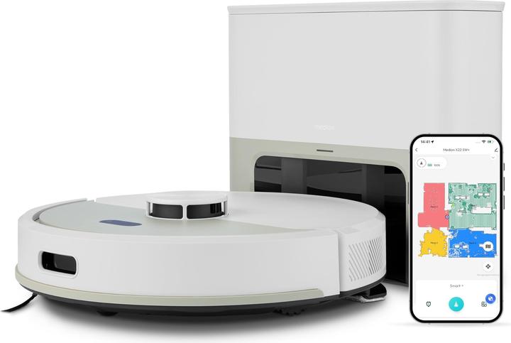 Medion X22 SW+ Saugroboter mit Absaugstation & Wischfunktion (5000 Pa)