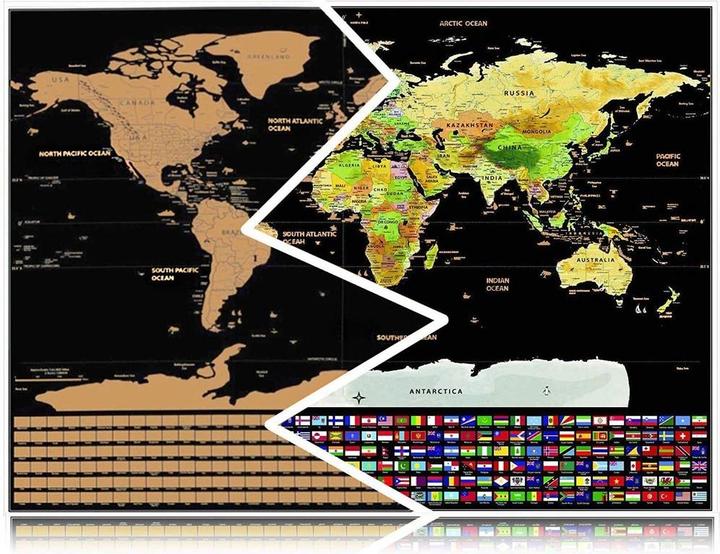 Image du produit I Am Creative Rubbel Weltkarte Scratch Map Poster 82x59cm Schwarz (82 x 59 cm)